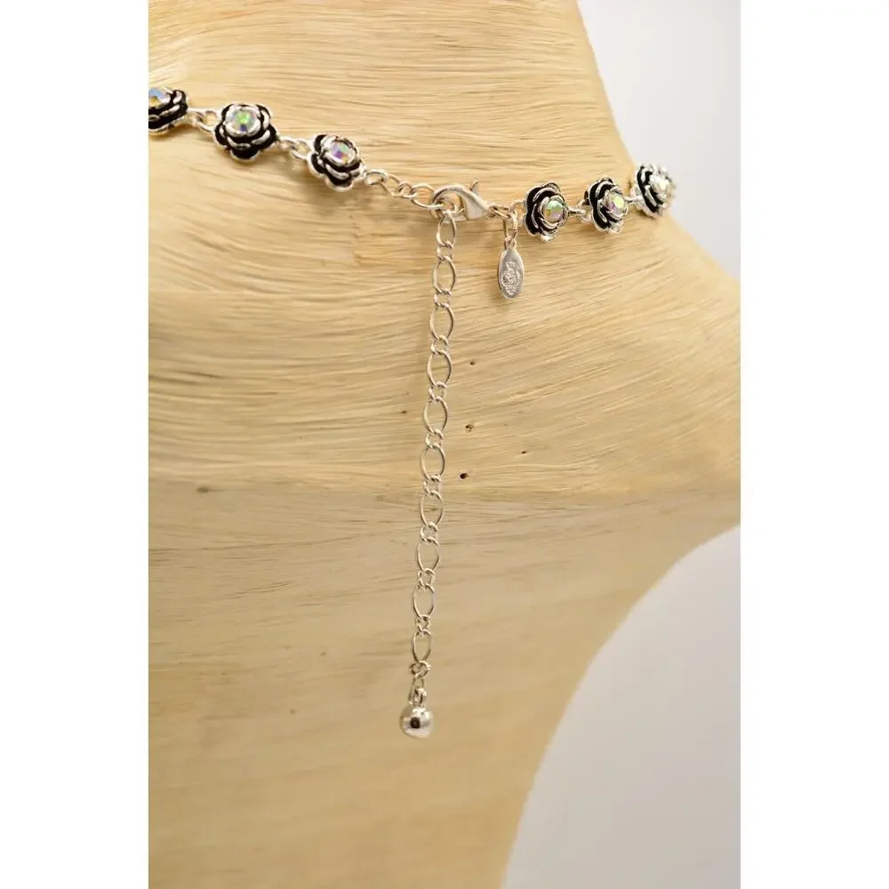Premier Designs Vintage Choker Necklace Aurora Borealis Rhinestone Crystal 9J